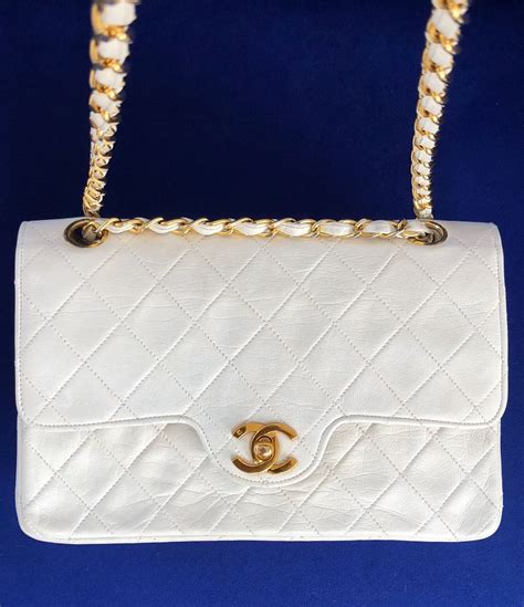 chanel white quilted bag|white chanel bag vintage.